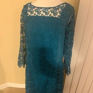 Teal Antonio Melanie Detail Holiday Dress